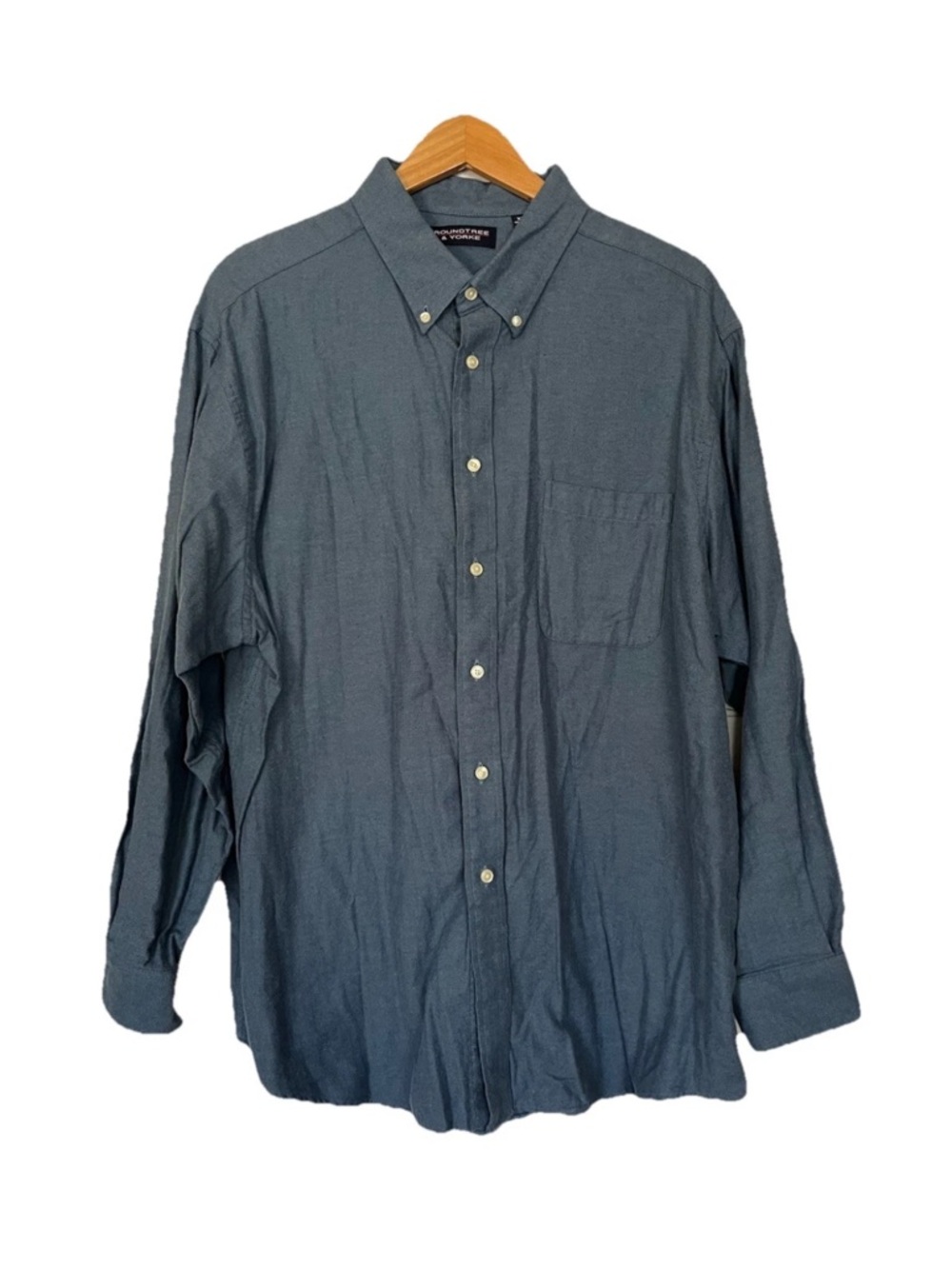 Roundtree & Yorke Button Down Long Sleeve Shirt 100% Cotton Blue Mens 2XL